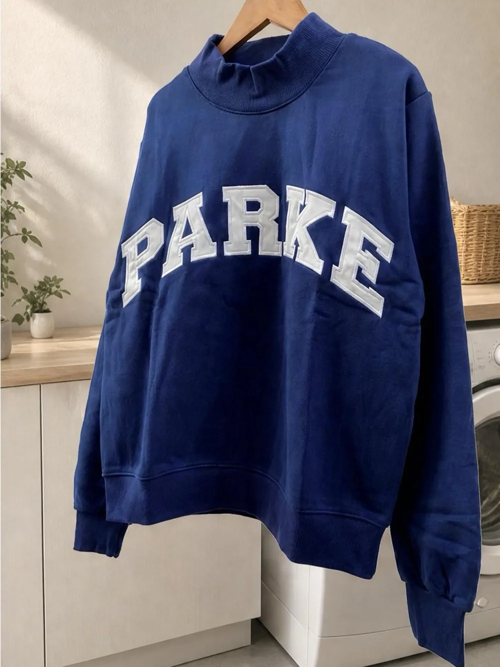 Parker Navy Cowl-Neck Sweatshirt with White Logo